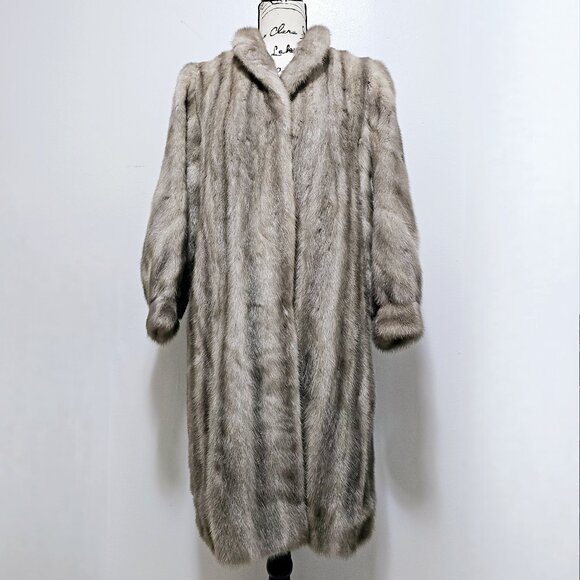 Saga Sapphire Silver Blue Iris Cerulean Cross Grey MINK Coat Jacket Stroller